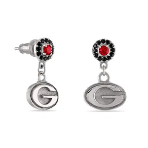 Georgia Metal G Logo Crystal Drop Earrings