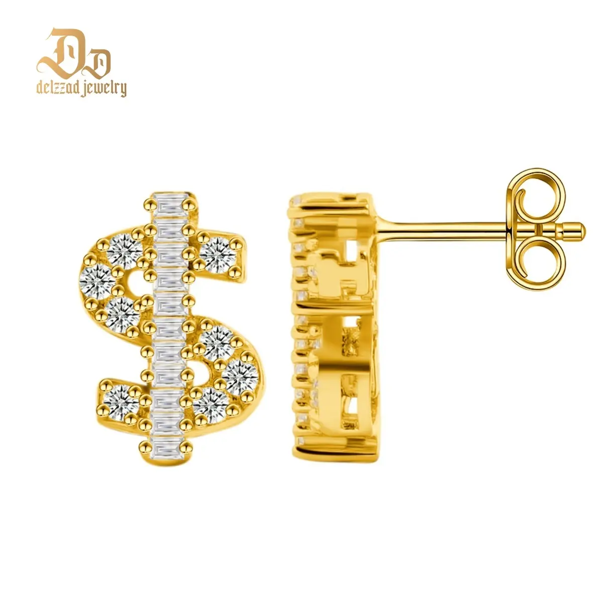 Delzzad Dazzling USD Stud Earrings VVS Synthetic Moissanite Earrings Jewelry S925/Copper Iced Out Hip Hop Earrings Perfect Birthday Mother’s Day Christmas Gift for Men Women