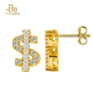 Delzzad Dazzling USD Stud Earrings VVS Synthetic Moissanite Earrings Jewelry S925/Copper Iced Out Hip Hop Earrings Perfect Birthday Mother’s Day Christmas Gift for Men Women