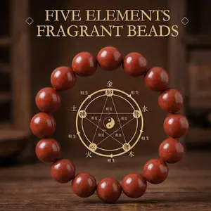 Five Elements Fragrant Beads Bracelet - Natural Wood Beads for Meditation & Healing - Unique Design