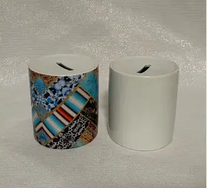 5-Pack Ceramic Piggy Banks for Sublimation with Plastic Plug and Styrofoam-Style Packaging - Home Decor Ornaments