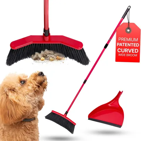 Da Vinci House Broom Combo – Indoor & Outdoor Cleaning Set | Optional Curved Push Shop Broom, Alloy Steel Handle