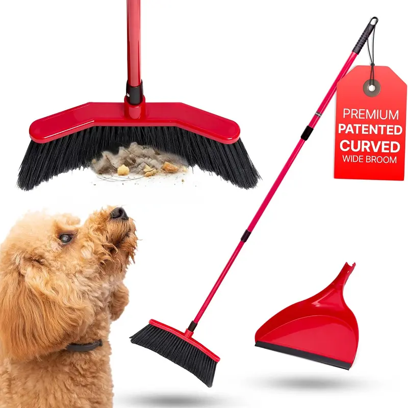 Da Vinci House Broom Combo – Indoor & Outdoor Cleaning Set | Optional Curved Push Shop Broom, Alloy Steel Handle