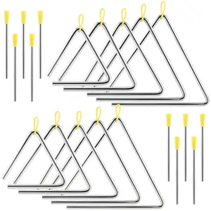 4/5/6/7/8 Inch Musical Steel Triangle Percussion Instrument with Striker, 1 Set Musical Instrument for Teenager & Adults