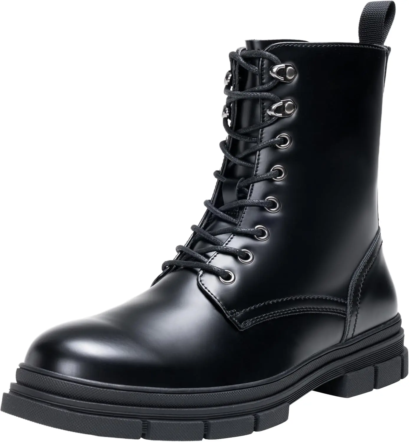 Jousen Men's High-Top Motorcycle Style Boots, Casual Combat Boots with Side Zipper and Cushioned Insole