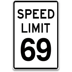 Speed Limit 69 Sign - Funny Man Cave Sign for Men, Vintage Metal Street Road Sign for Men Room, Garage, Basement, Bedroom, Home Bar Wall Art Decor, Cool Stuff Gifts for Mens, 8 x 12 inch