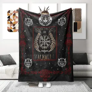 Ultra-Soft Flannel Printed Woolen Blanket, Viking Valhalla Design, Perfect Gift for All Occasions, Cozy & Skin-Friendly, Ideal for Home & Holidays