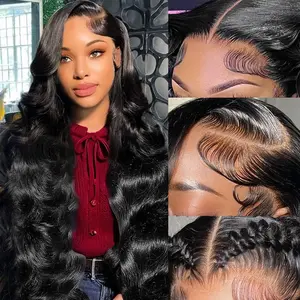 40 Inch 13x6 Body Wave Transparent Lace Front Wigs Human Hair Pre Plucked 180 Density HD Lace Frontal 10A Glueless Wigs with Baby Hair for Women