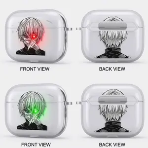 Ken Kaneki Anime AirPods Case with Keychain, Frosted PC Protective Cover for AirPods Pro, Tokyo Ghoul Manga Earbuds Case Gift for Him Her