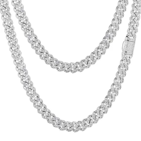UCCIYO 8mm VVS Lab-Created Moissanite Iced Out Copper Cuban Link Chain Necklace - Miami Thick Gemstone Chain, Unisex Hip Hop Moissanite Jewelry for Adults, Prom, Anniversary【#CMN3】