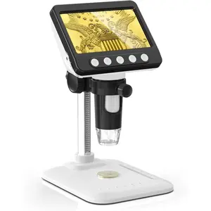 Microscope for Error , 4.3 inches 1080P LCD Digital Microscope, 50x-1000x Magnifier with 8 Adjustable LED Lights, PC View, Compatible with MacOS Windows for Adults