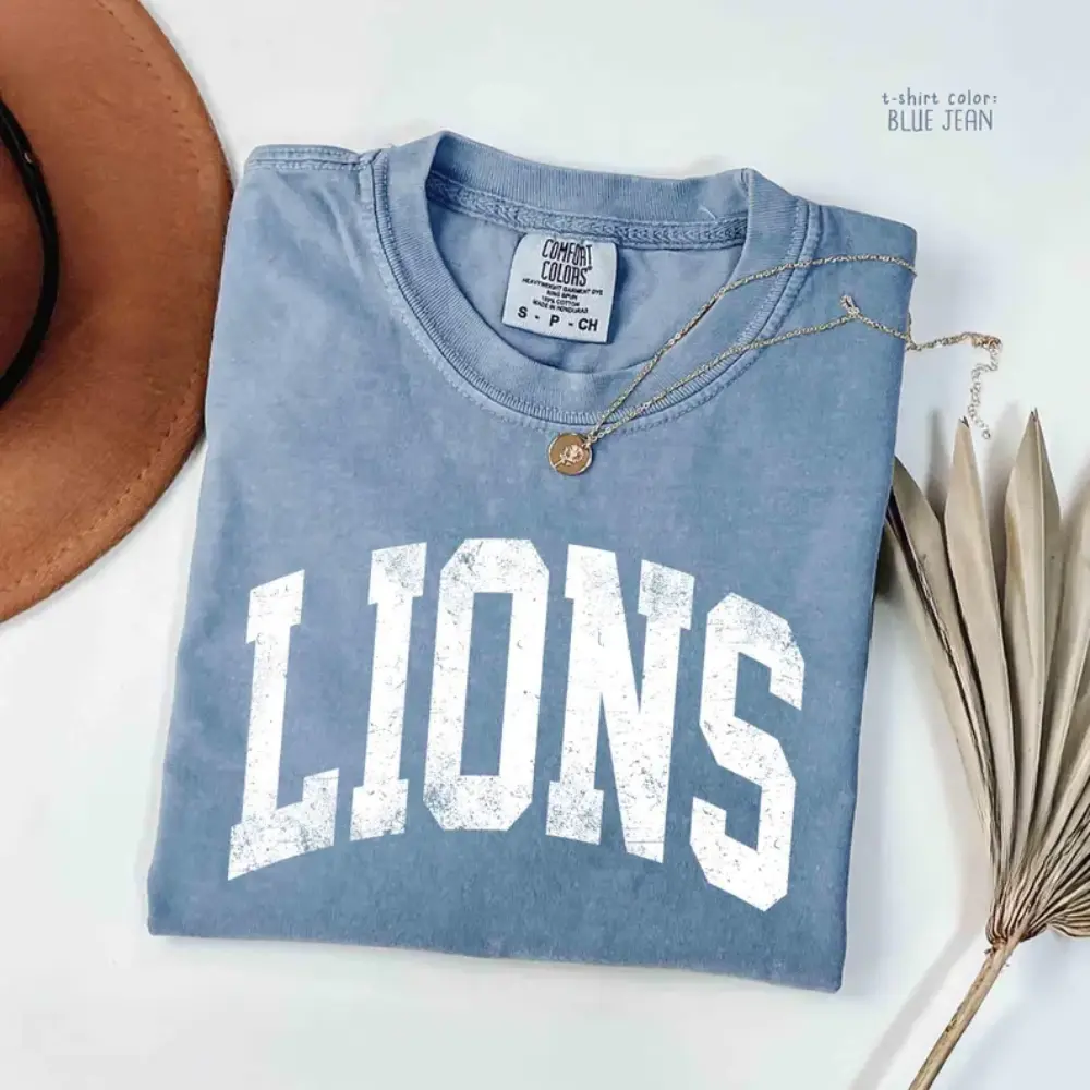 Comfort Colors Vintage Lions T Shirt, Lions Game Day Shirt, Lions Mascot Tee, Teacher Sports Tee, Tailgate Football Tee, College Spirit