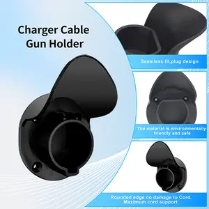 LJH EV Charger Holder Wall Mount for SAE J1772 Electric Car Plug Nozzle Holster Dock & Cable Organizer ABS Material Outdoor/Indoor Black Garage Charging