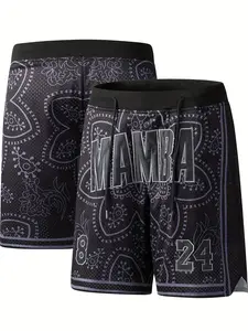 Men's Paisley Print Pocket Elastic Waist Shorts, Streetwear Sports Shorts, Loose Casual Breathable Quick Drying for Outdoor Basketball Game Training Running, Mens Sport & Outdoor Clothing for All Seasons