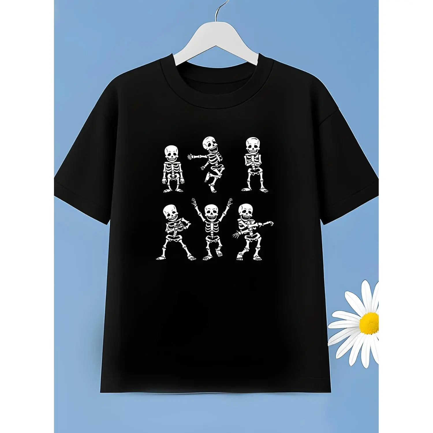 Childrens Cotton T Shirt Halloween Dinosaur Dance Print Graphic Tee Kids Boys Girls Short Sleeve Soft Breathable Casual Outdoor Back to School Top