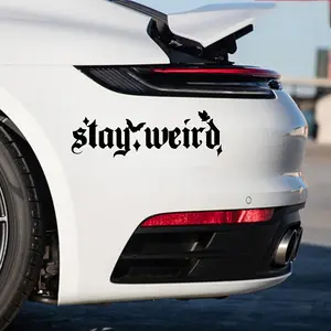 1PC Personalized Unique-Style “stay weird” Gothic Font Car Sticker | For Car Bodies, Side Windows, Dark Unique Slogan Decor, Turn Your Ride into Niche Unique Vibe, Bring Eye-Catching Presence to Trips