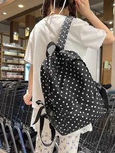 Women's Large Capacity Polka Dot Backpack, Fashionable Shoulder Bag for Shopping & Daily Use, Stylish Ladies' Handbag, Stylish Daypacks