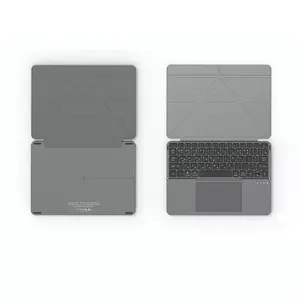 Wireless Bluetooth Foldable Keyboard for Tablet and Mobile Phone, Detachable Leather Stand, Touchscreen Portable Keyboard