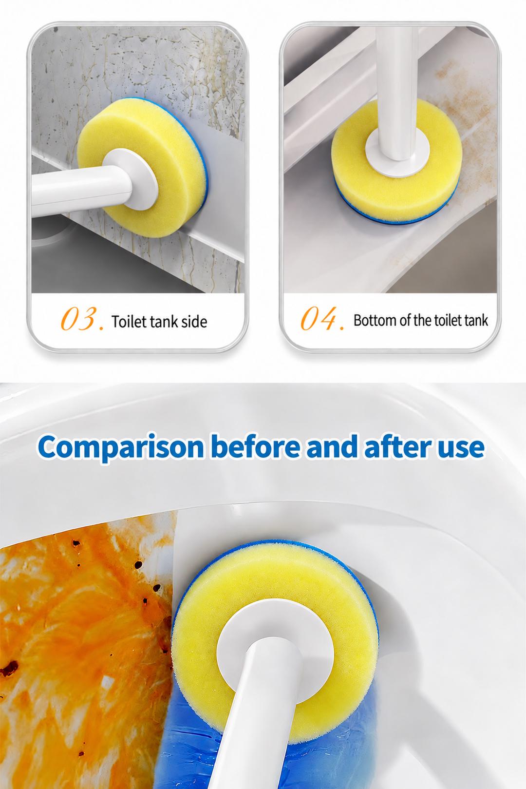 SOPAMI Disposable Toilet Scrubber Brush Kit - 1 Handle + 32 Refill Heads (16 Option Available), No-Touch Rotating Scrubber, Self-Clean Pad, Holder, Toilet Cleaning System for Under-Rim & Corners, Ideal for Busy Home Bathrooms,sohochic