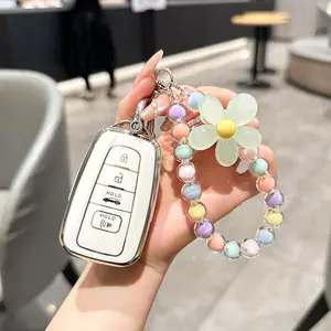 For Toyota Key Fob Cover with Keychain Fit For 2020-2022 Highlander Prius Corolla 2018-2024 Camry RAV4 Avalon C-HR GT86