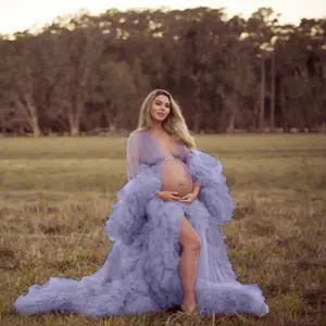 Maternity Dress for Photo Shoot, Tulle Maternity Gown, Baby Shower Photoshoot Dress, Boho Maternity Gown, Wedding Guest Dress, Gift for Her Womenswear Elegant