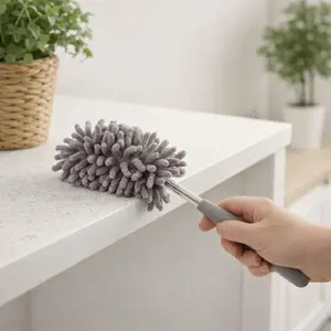 2 Pieces Extendable Microfiber Duster Replaceable Head Detachable Cleaning Duster Stainless Steel Handle Soft