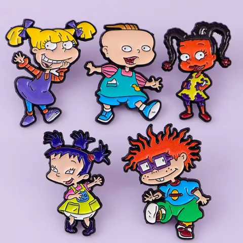 5pcs/set Cartoon Movie Enamel Lapel Pins, Pin Included, Mischievous Boy&Girl Badge Fashion Accessories, Perfect Gift Idea for Friends, Suitable for Coats Hat Bag, Badge Decoration