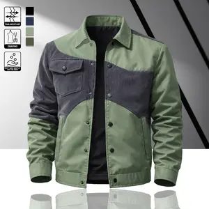 Men's casual retro contrasting tooling jacket, multi-pocket and snap-button design, wear-resistant and anti-wrinkle fabric, can be worn with sweaters, sweaters, suitable for friends gatherings, afternoon tea, sports and leisure, campus life, daily commuti