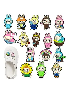 16pcs Cute Cartoon Theme Shoe  Accessory Cute and interesting shoe decorations, perfect for casual pairing with slippers and perforated shoes