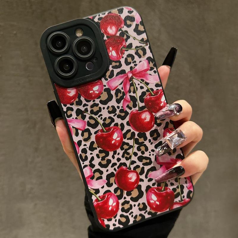 Cherry & Bow Pattern Phone Case for Fall Gift, Shockproof Phone ...