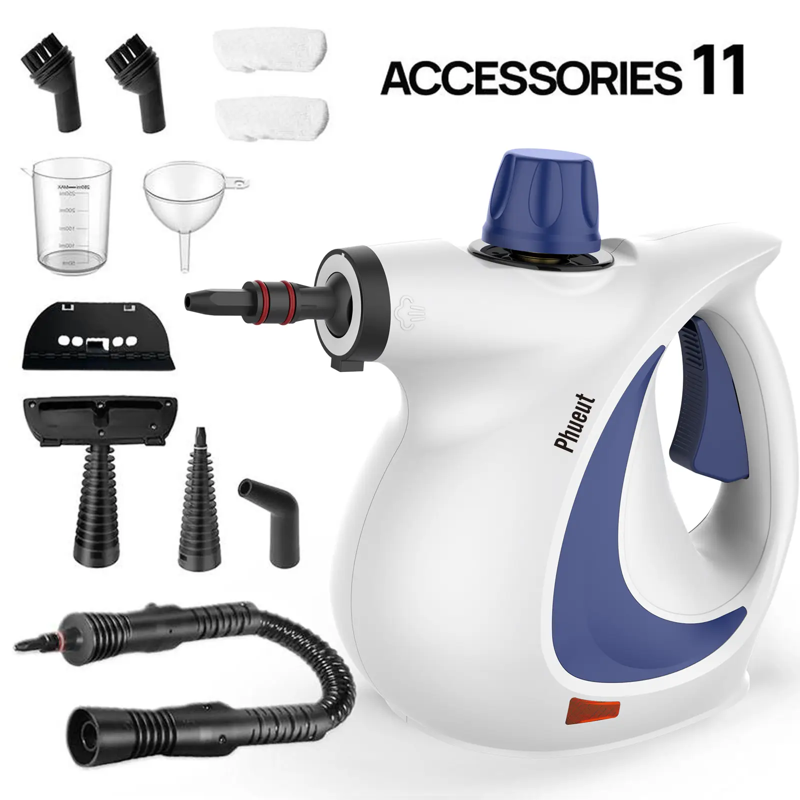 Phueut Pressurized Handheld Multi-Surface Natural Steam Cleaner with 12 pcs Replacement Parts 1050W Powerful Hot Steam Cleaner for Home & Car - Floor