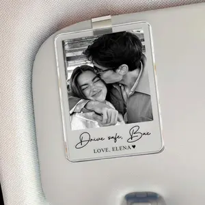 Personalized Couple Photo Car Visor Clip, Drive Safe I Love You, Valentines Gift for Him, Gifts for Boyfriend, Husband, Drive Safe Gift