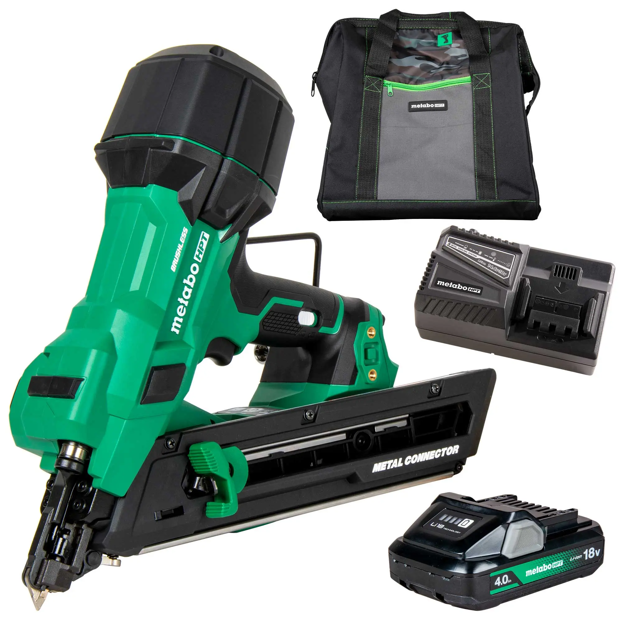 METABO HPT NR1838DKAM 18V MultiVolt Brushless 1-1/2" Metal Connector Nailer (1x4.0Ah)