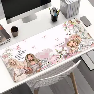 Fashion Girl Inspirational Large Desk Mat Non Slip Rubber Keyboard Mouse Pad - Pink Office Decor Desk Accessories Gift For Women Her Teen Girls