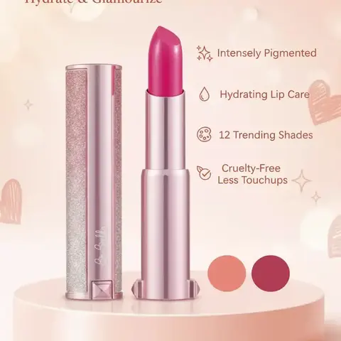 BeBella Bella Luxe Matte Lipstick (3.5g) - Intensely Pigmented, Hydrating Lip Makeup for Adults, Jojoba Esters, Powder Infusion, Ethylhexyl Palmitate, 12 Long-Lasting All-Day Color Shades, Moisture-Boosting, Cruelty-Free, Less Touchups, All Skin Types