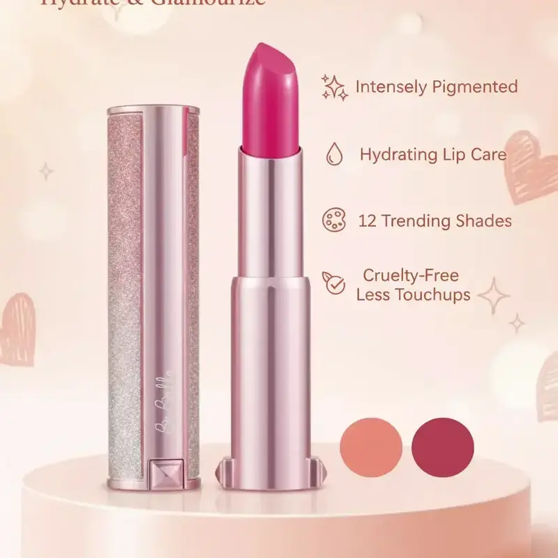 BeBella Bella Luxe Matte Lipstick (3.5g) - Intensely Pigmented, Hydrating Lip Makeup for Adults, Jojoba Esters, Powder Infusion, Ethylhexyl Palmitate, 12 Long-Lasting All-Day Color Shades, Moisture-Boosting, Cruelty-Free, Less Touchups, All Skin Types