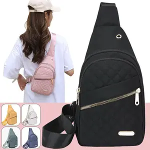 Solid Color Quilted Design Fanny Pack,Casual Zipper Chest Belt Chest bag with Matching Multiple Pockets for Daily Use,Ideal Gift for Christmas