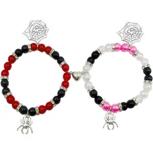 Spider Bracelets for Couple Friendship Bracelets Couples Bracelets Heart Energy Stone Bracelets  Relationship Promise Bracelet Stretch Beaded Bracelets Matching Bracelet for Couple   Love Family Halloween Party