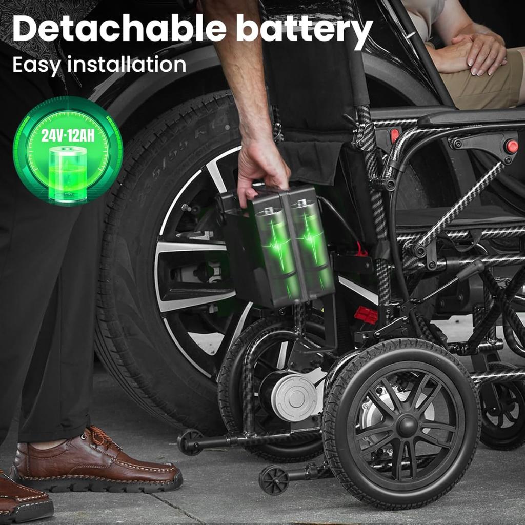 Electric Wheelchair for Adults, Foldable Power Wheelchair with 360W Dual Motor, Shock Absorbing Design, 15 Miles Range, 4MPH Max Speed, Supports 286 lbs