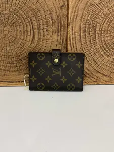 Pre-owned Louis Vuitton Monogram Canvas Book Wallet with Gold Tone Snap Closure