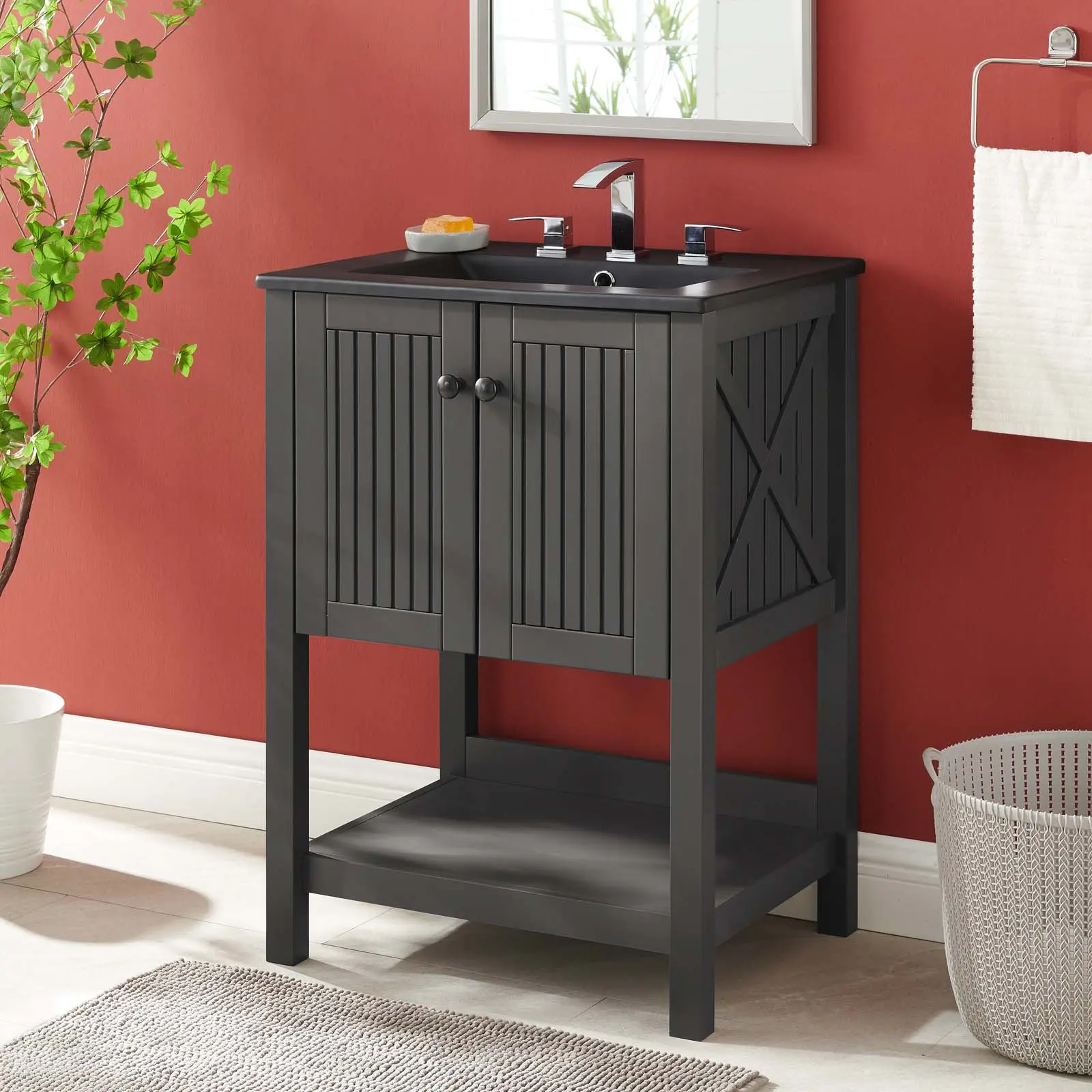 Modway Steam 24" Bathroom Vanity in Gray Black