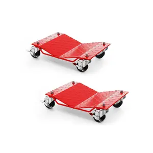 GAOMON Car Wheel Dolly Set of 2,3000LBS Capacity Heavy Duty Vehicle Mover Dolly with Brakes for Moving Cars, Trucks, Trailers and Motorcycles, Red