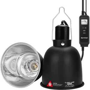 5.5" Reptile Heat Lamp Fixture with PID Dimming Thermostat Independent Day Night Temperature Control MAX 100W (Bulb Not Included)