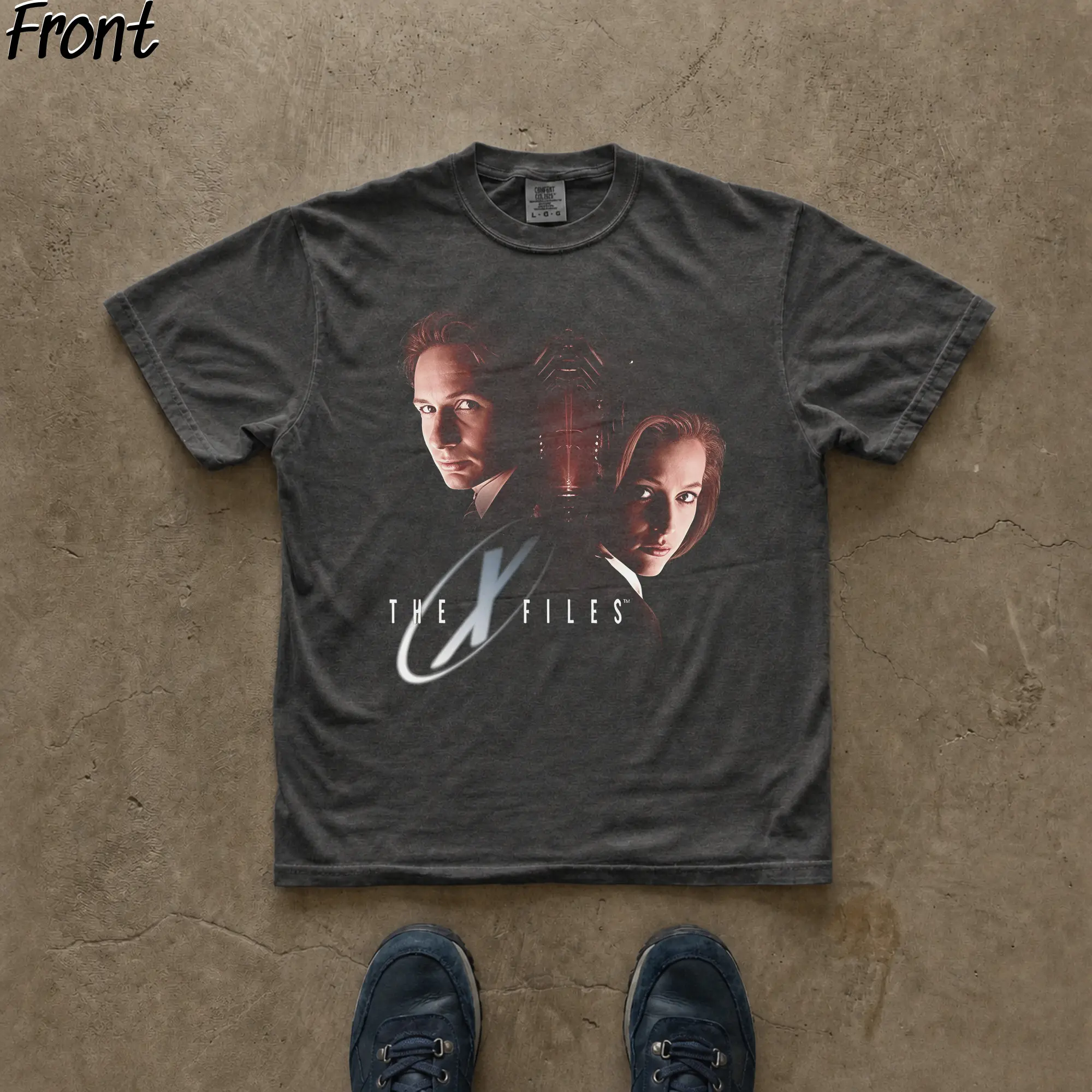 Men's X-Files Graphic T-Shirt - Cotton Round Neck Shortsleeve Pull-On Top, Lightweight Fitted 90s Cult Classic Sci-Fi Mulder & Scully Print, "The Truth is Out There" Slogan, Casual Streetwear, Cold Wash, Expandable White Top (Do Not Dry Clean)