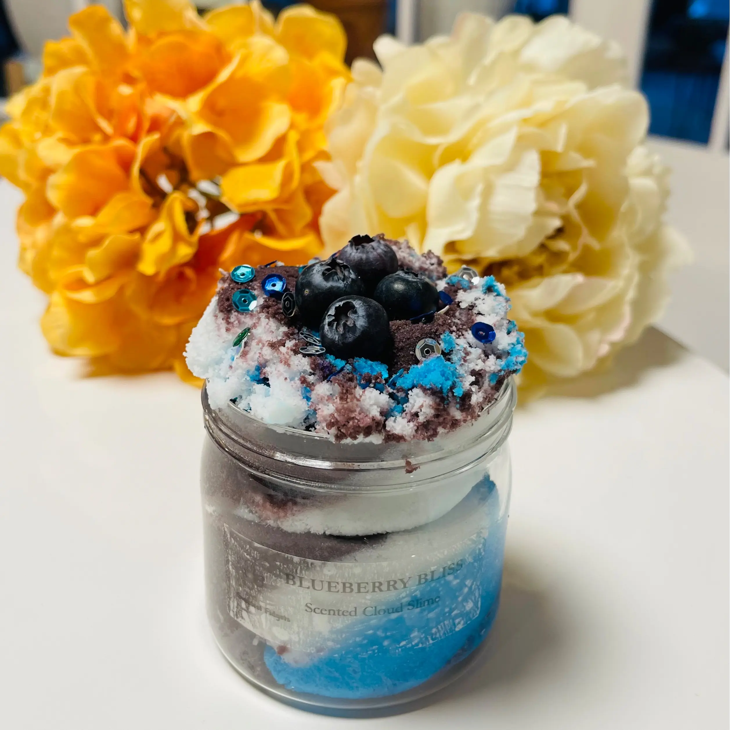 Blueberry Bliss Cloud Slime with blueberry scent and blueberry swirl