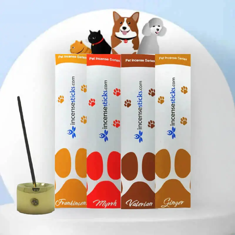 Pet Incense Set - 4 packs of pet-friendly incense sticks & burner