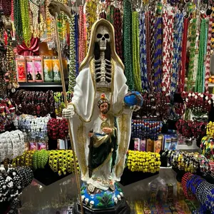 Large White Santa Muerte with San Judas Statue