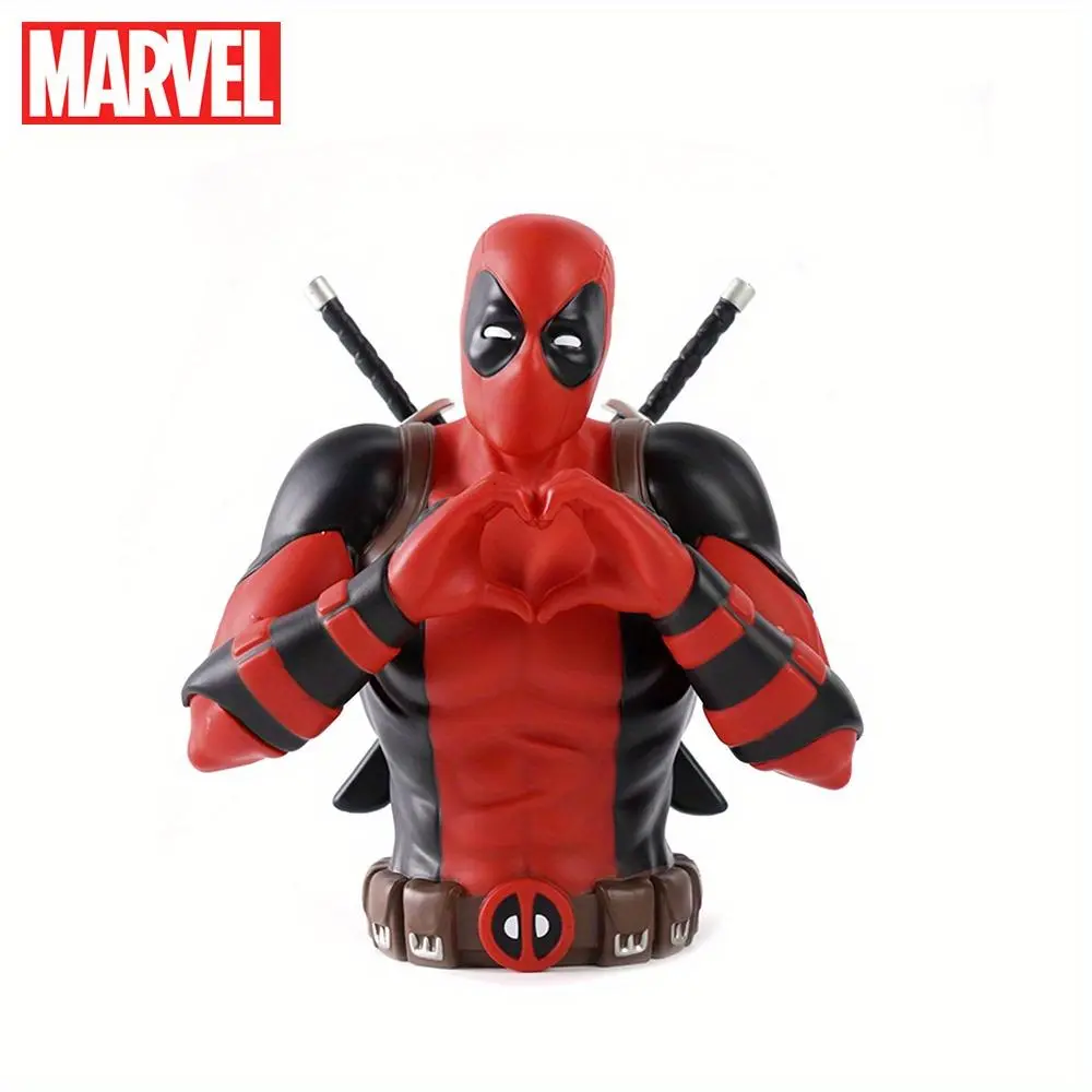 1PC Marvel Officially Licensed Deadpool Coin Bank, Money Box Anime Character Piggy Bank Figurines, Collectible Pvc Figure, Large Capacity Movie Peripheral Party Dress Up Props Home Decorations Christmas Surprise Gift
