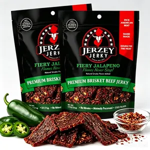 Smoky Jalapeño Brisket Beef Jerky | Bold Hickory Spicy Flavor | All Natural High Protein Snack 2.5oz, Made in USA