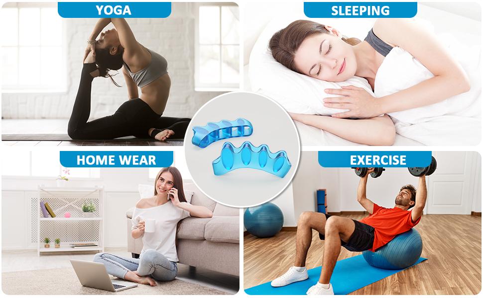 4 Pcs Toe Separator,Bunion Corrector for Women Men Toe Spacers to Correct Bunions Yoga Toes Straightener Stretcher Big Toes Correctors Gel Separators (Blue+Pink)